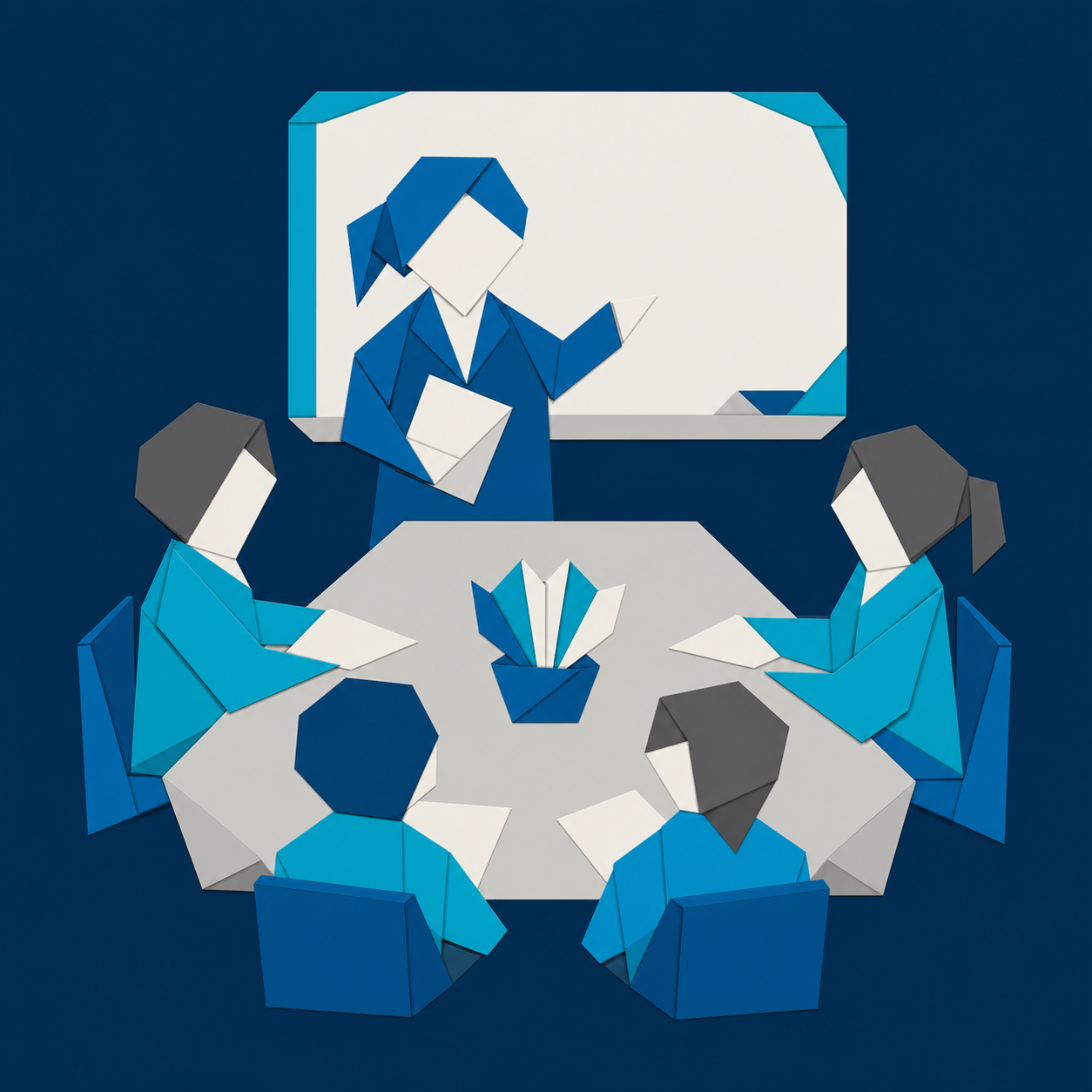 Origami Classroom in Dark Blue and Gray